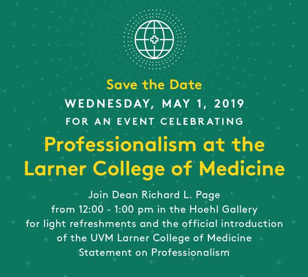 Larner College of Medicine Evite for Professionalism Event