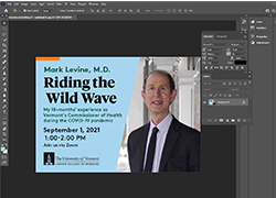 screenshot of graphic design showing Dr. Levine from Department of Health