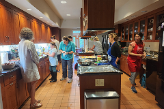 Volunteers busy preparing meals at Hope Lodge in Burlington, Vt.