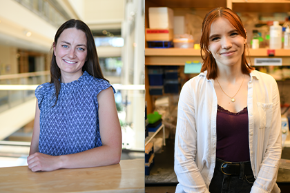 Greta Joos at the UVM Children's Hospital and Maggie Trout in the Stafford Lab.
