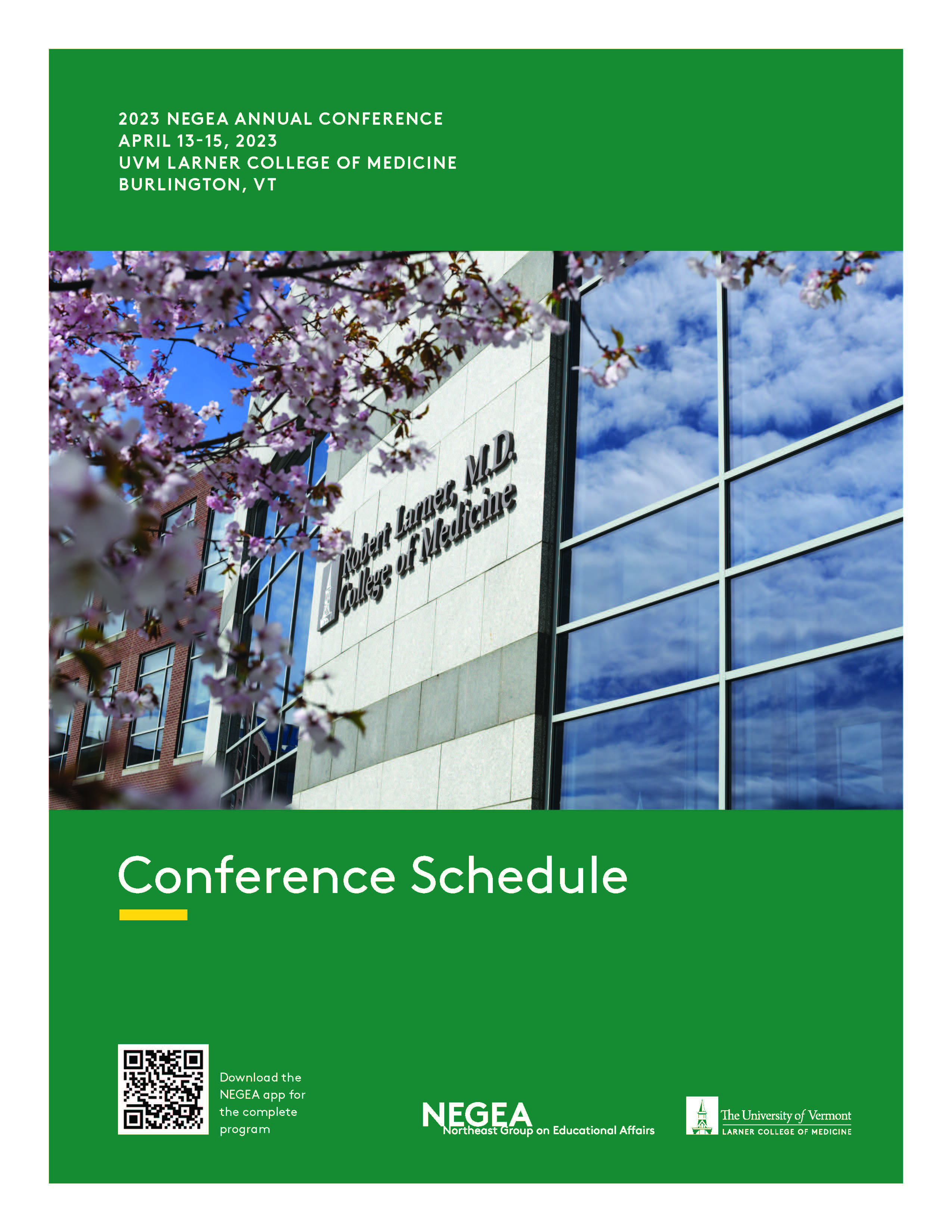 NEGEA Conference Schedule College of Medicine University of Vermont