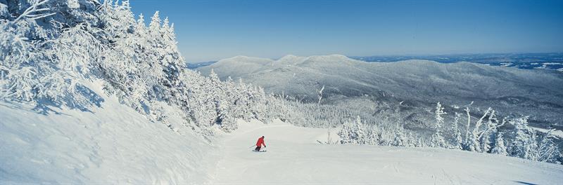 Skier on a trail in Stowe