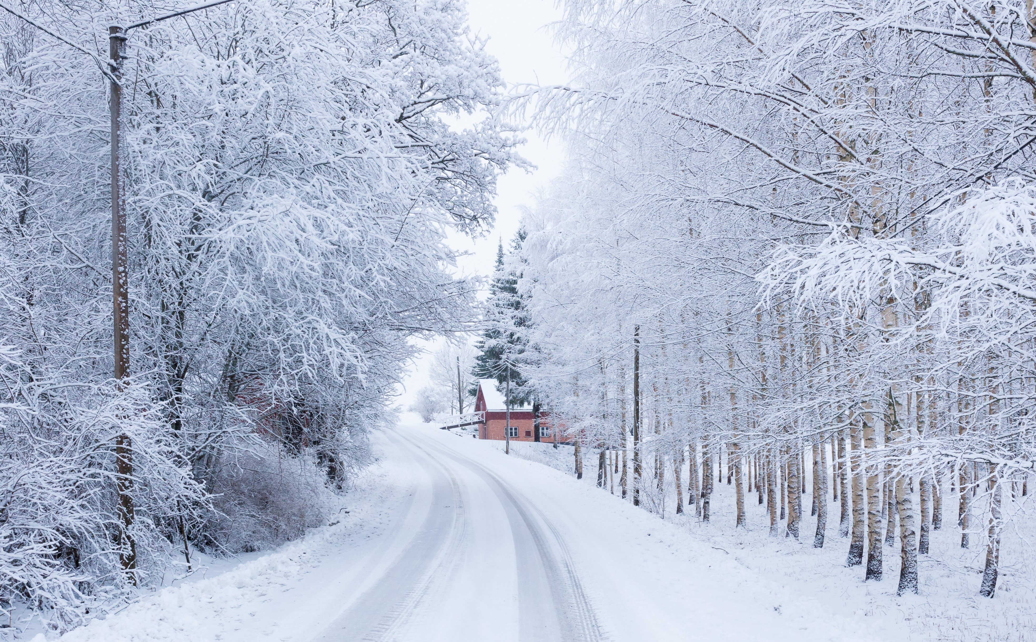 Winter village w church steeple